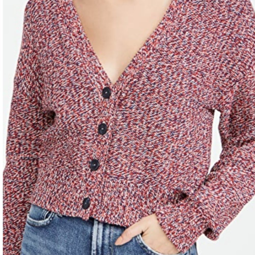 rag & bone Marled Red, Blue & White Knit Cardigan